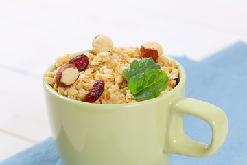 granola with hazelnuts and cranberries