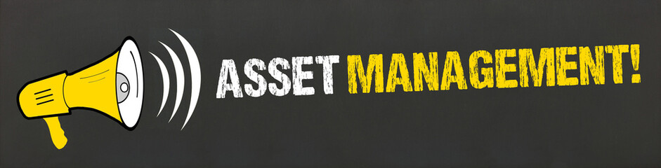 Asset Management! / Megafon auf Tafel