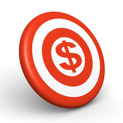 Target with dollar sign in center. 3d render.