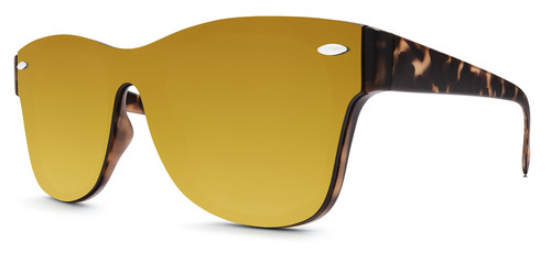 spotted brown sunglasses golden mirror lenses isolated on white background