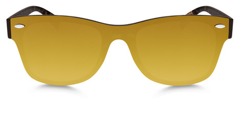 spotted brown sunglasses golden mirror lenses isolated on white background