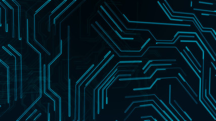 Obraz premium Abstract blue glowing lines microcircuit background 3d illustration