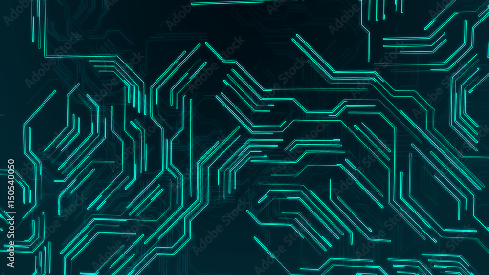 Poster technological background with a circuit board texture 3d illustration