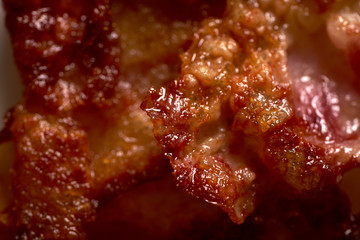 cooked bacon closeup macro texture detail