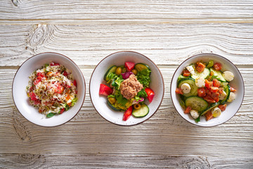 3 salad mix bowls healthy food