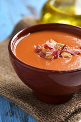 spanish slamorejo or porra, a cold tomato soup