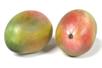 realistic 3d render of mango on white backround