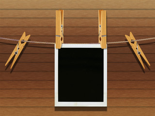 Old Film Frame over Wood