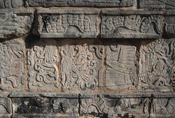 Reliefs on the walls in Chichen Itza  