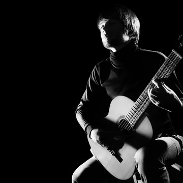 Acoustic guitar player Guitarist playing classical guitar