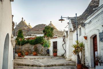 Traditional trulli houses in Arbelobello, Puglia, Italy