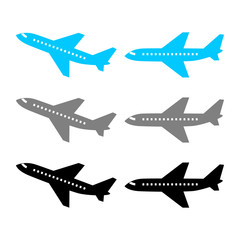 Aircraft vector icons on white background