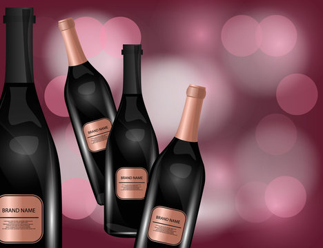 Red Wine Bottles on the Sparkling Background for Your Design