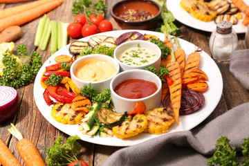 grilled vegetable and dips