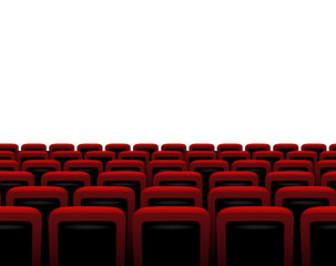 Theater horizontal seamless pattern. Vector red armchairs.