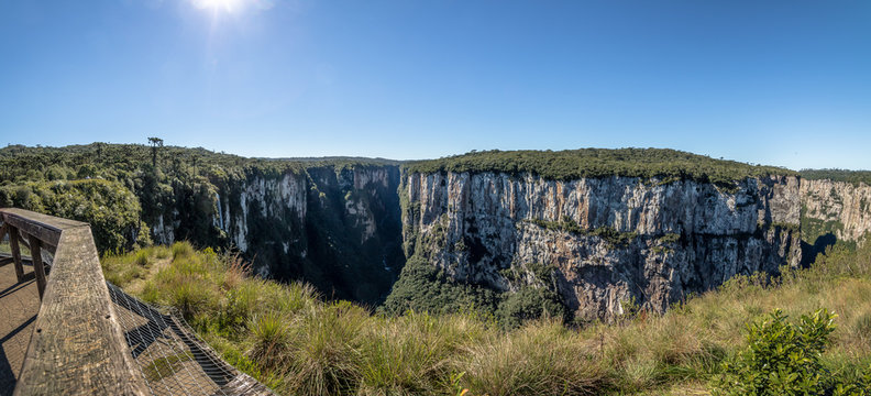 Panoramic view of Itaimbezinho Canyon at Aparados da Serra National Park - Cambara do Sul, Rio Grande do Sul, Brazil