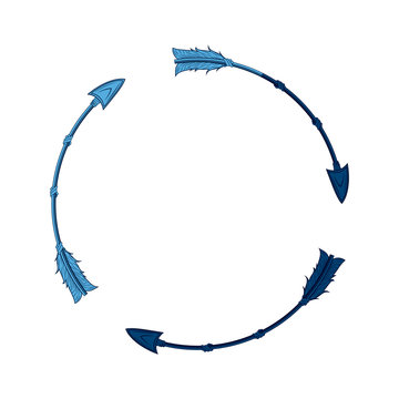 blue free spirit arrow rustic tribal decoration round vector illustration
