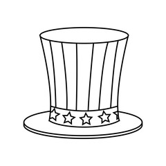top hat american flag celebration anniversary vector illustration