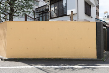 street wall background ,Industrial background, empty grunge urban street with warehouse brick wall