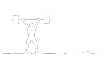 weightlifting and gym, vector background, continues line banner, uninterrupted wire style