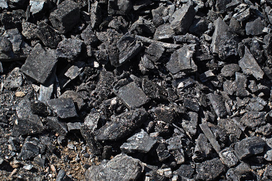 Pieces of coal on the ground