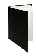 Closed black hardbound book. Isolated.