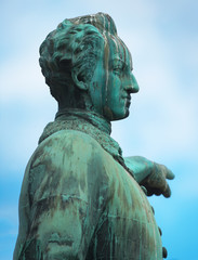 Bronze statue of Karl XII at Kungstradgarden in Stockholm