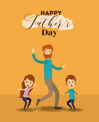 colorful background of dad and sons celebrate dancing on the fathers day vector illustration