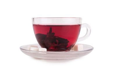 Obraz na płótnie Canvas Red tea on white background