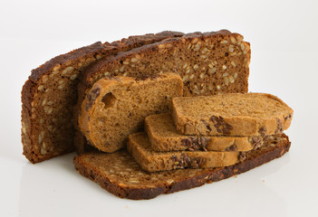 Various bread over a white background.