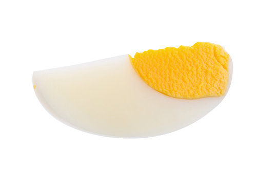 Boiled egg split on a white background