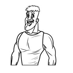 man athletic bodybuilding sport line vector illustration