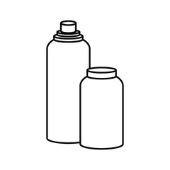 bottle protein food sport vitamins line vector illustration