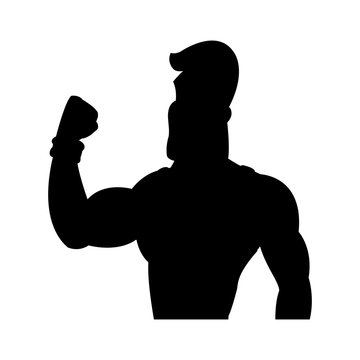 man strong muscle bodybuilding sport pictogram vector illustration