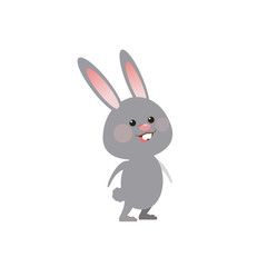 cute gray bunny easter concept vector illustration
