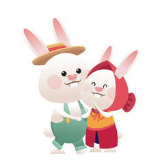 Obraz na płótnie Canvas lovely couple easter bunny together vector illustration