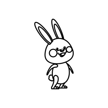 cute bunny easter concept line vector illustration