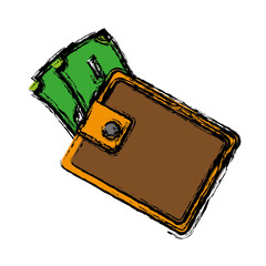wallet with money icon over white background. vector illustration