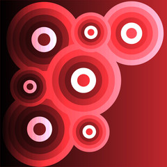 Abstract background rings isolated on red- black background