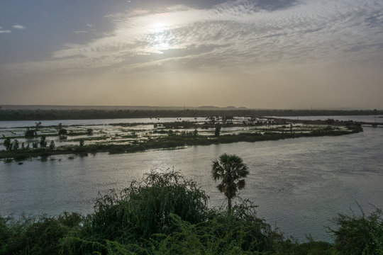 Sunset over Niger River, Niamey capital city of Niger