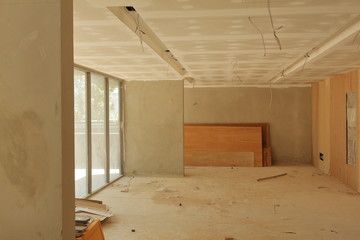 Meeting room under construction or renovation, interior design concept
