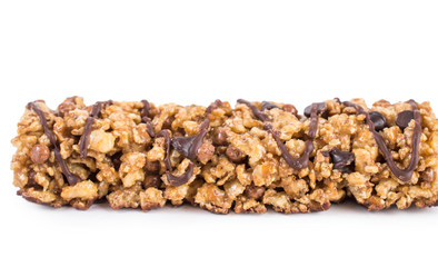 A bar of cereals on a white background