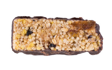 A bar of cereals on a white background