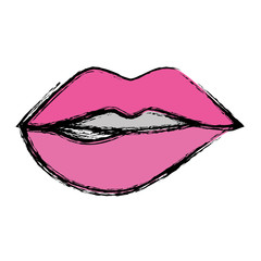 sexy pink lips icon over white background. vector illustration