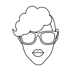 woman with sunglasses icon over white background. vector illustration