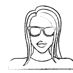 woman with sunglasses icon over white background. vector illustration