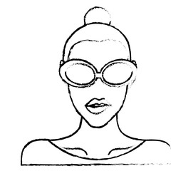 woman with sunglasses icon over white background. vector illustration