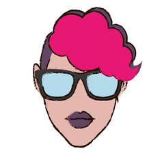 woman with sunglasses icon over white background. colorful design. vector illustration
