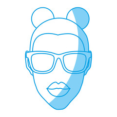 woman with sunglasses icon over white background. vector illustration