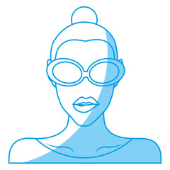 woman with sunglasses icon over white background. vector illustration